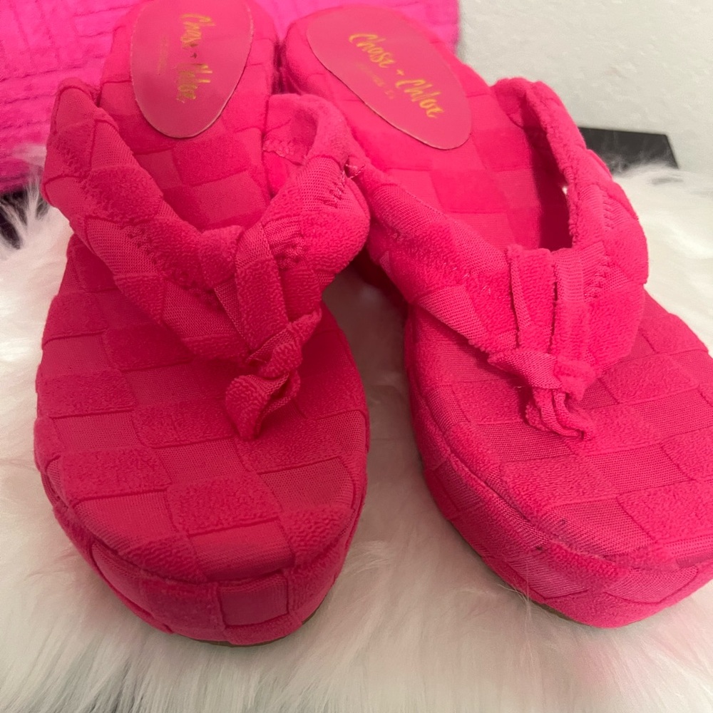 Hot pink platform sandals